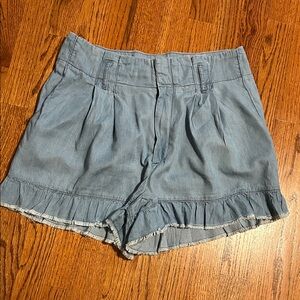 Sincerely Jules Light Blue High Waist Ruffle Shorts